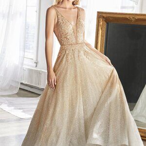 Illusion V-Neck A-Line Shape Prom Dress CD208
